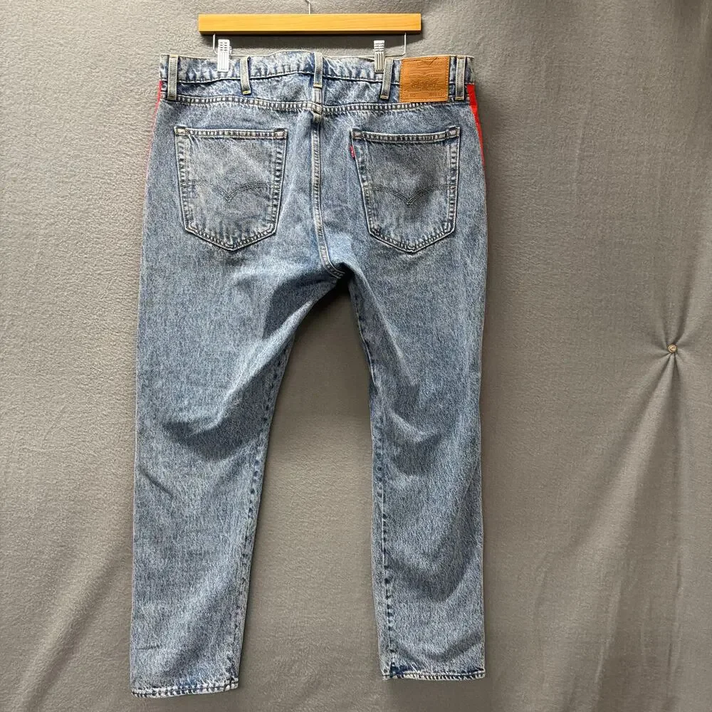 Levi's 512 Jeans Mens 40x30‎ ACTUAL Slim Taper Acid Wash Denim Reflective Sides